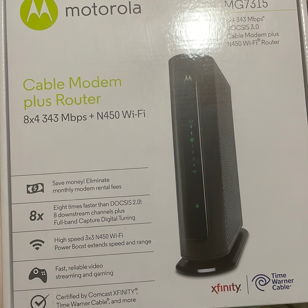 Motorola modem and router